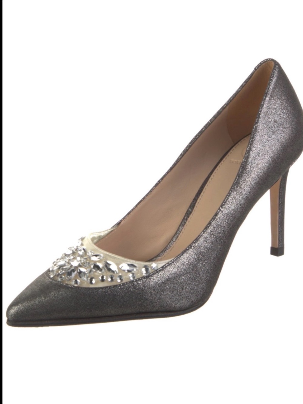 Tory Birch Metallic Crystal-Embellished Pointed Toe Pumps Sz 7 w/ Dustbag